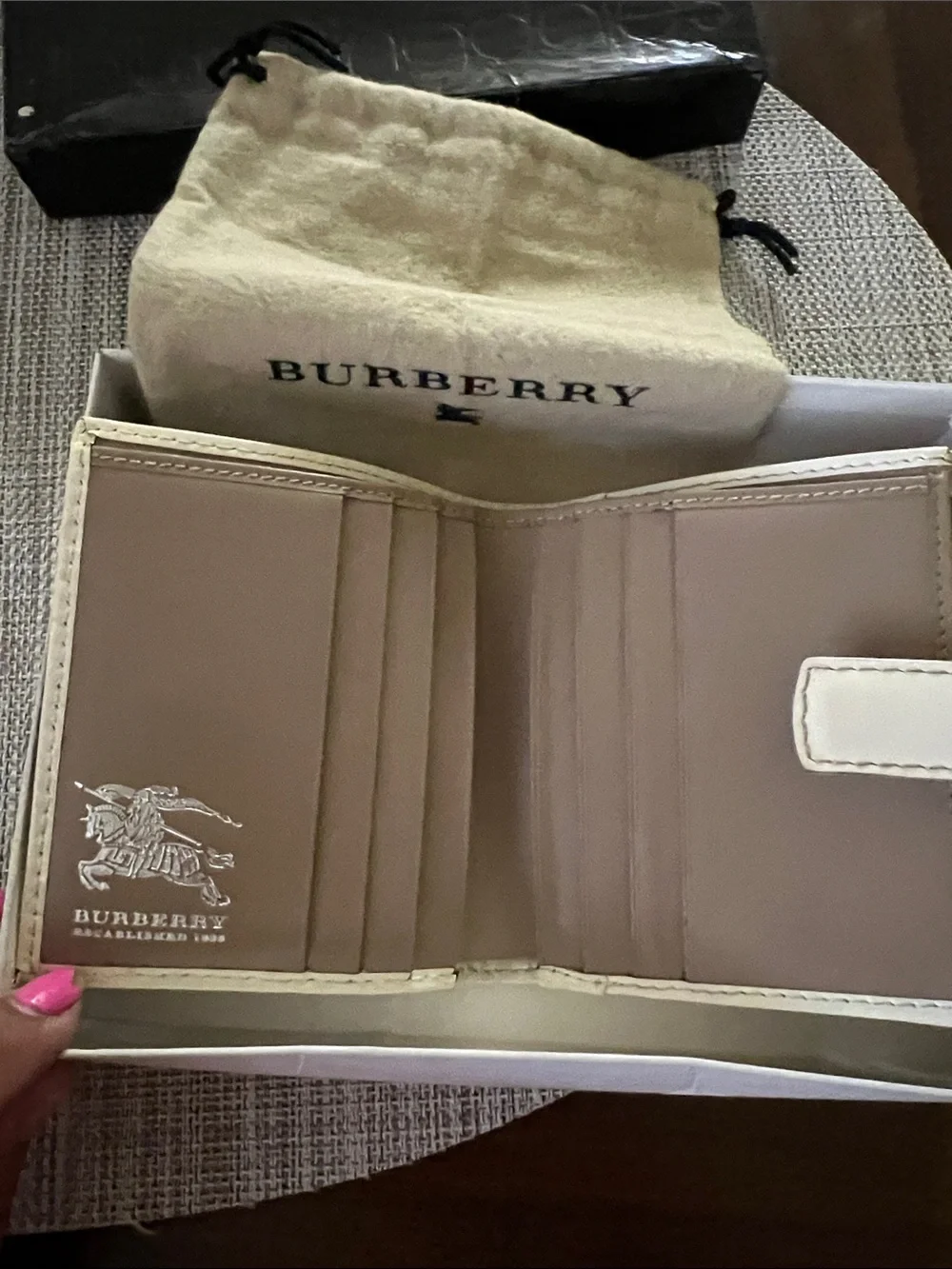 Vintage Burberry Beige Black and Red Check Compact Card Holder